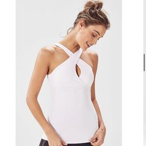 Fabletics White Sleeveless Wrap Tank Top